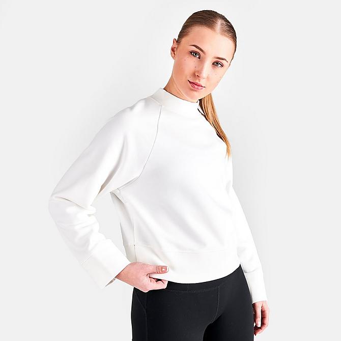 Back Left view of Women's On Essentials Crewneck Sweatshirt in White Click to zoom