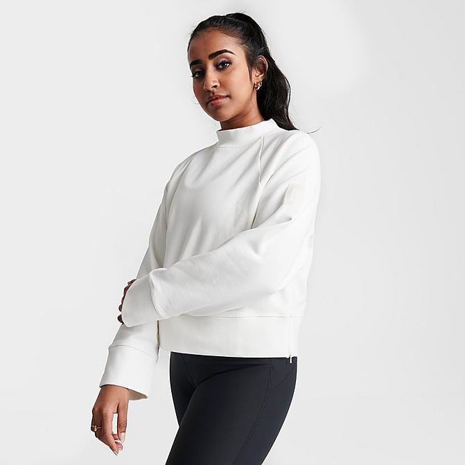 Front view of Women's On Running Crew Neck Sweatshirt in Undyed-White Click to zoom