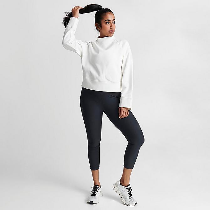 Front Three Quarter view of Women's On Running Crew Neck Sweatshirt in Undyed-White Click to zoom