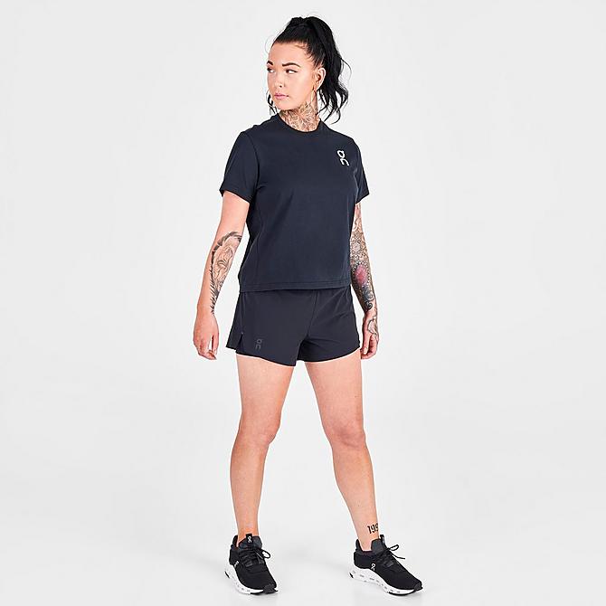 Front Three Quarter view of Women's On Running Shorts in Black Click to zoom