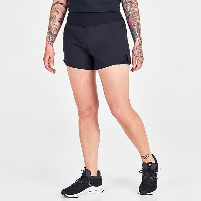 Back Left view of Women's On Running Shorts in Black Click to zoom