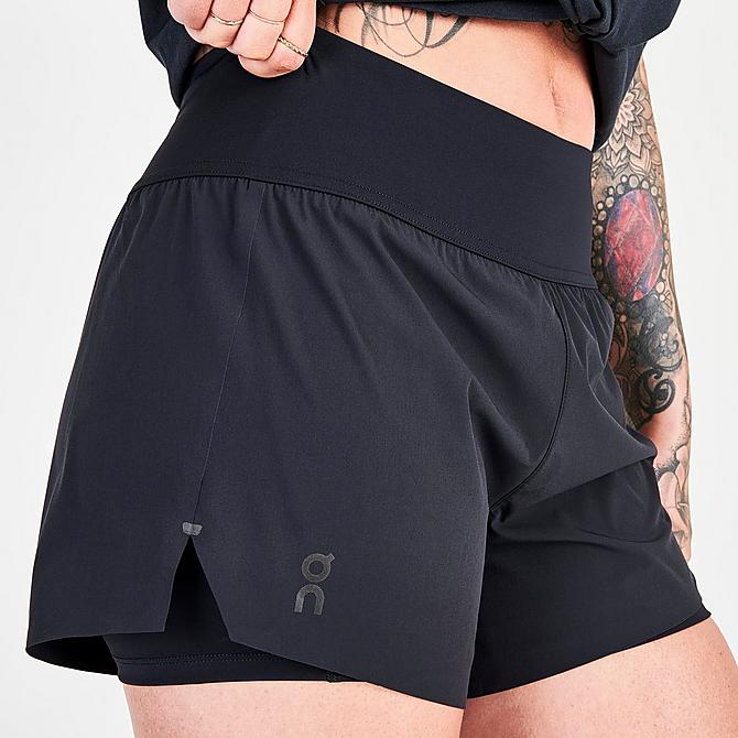 On Model 5 view of Women's On Running Shorts in Black Click to zoom