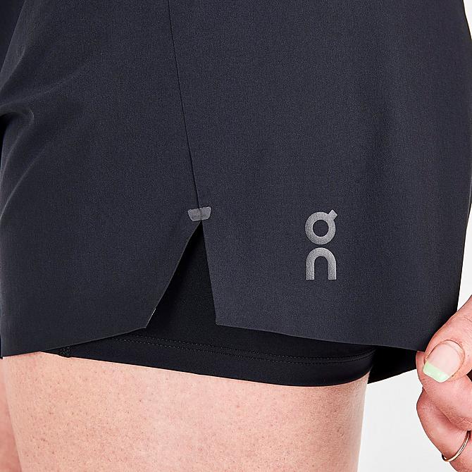 On Model 6 view of Women's On Running Shorts in Black Click to zoom
