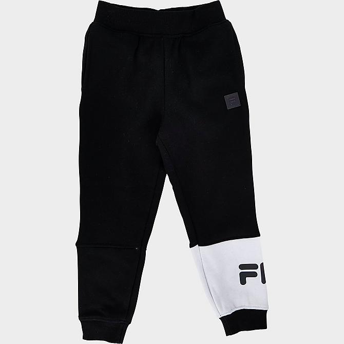Back Left view of Kids' Toddler Fila Italia Pullover Hoodie and Jogger Pants Fleece Set in Black Click to zoom
