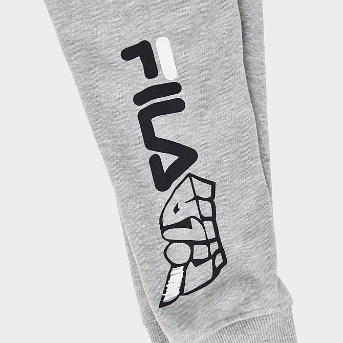 On Model 6 view of Kids' Toddler Fila Three Sixty AOP Pullover Hoodie and Jogger Pants Fleece Set in Grey Heather Click to zoom