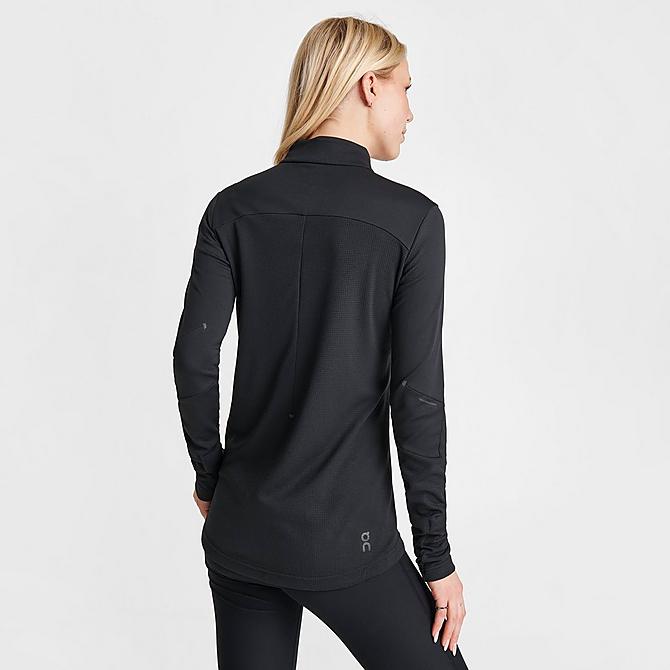 Back Right view of Women's On Climate Quarter-Zip Running Top in Black Click to zoom