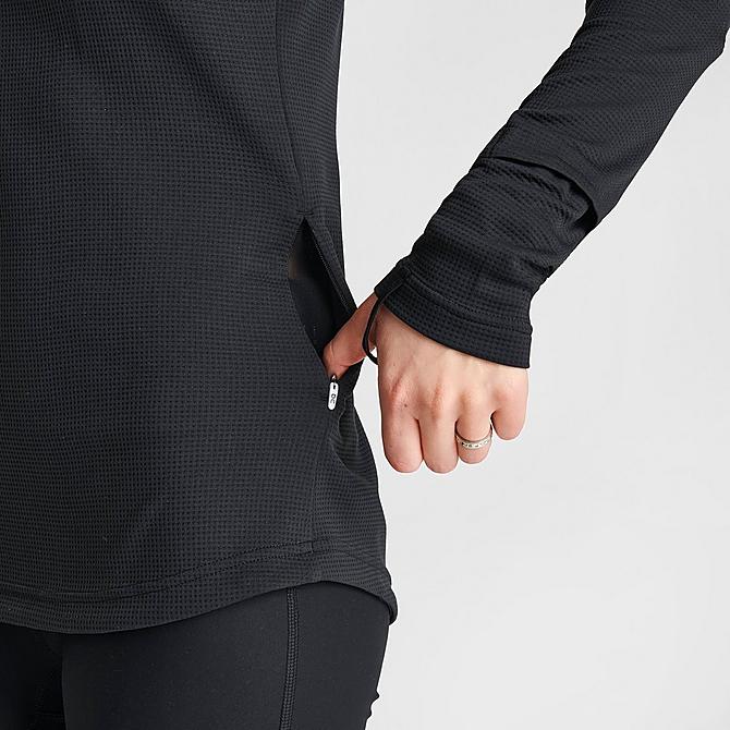On Model 6 view of Women's On Climate Quarter-Zip Running Top in Black Click to zoom