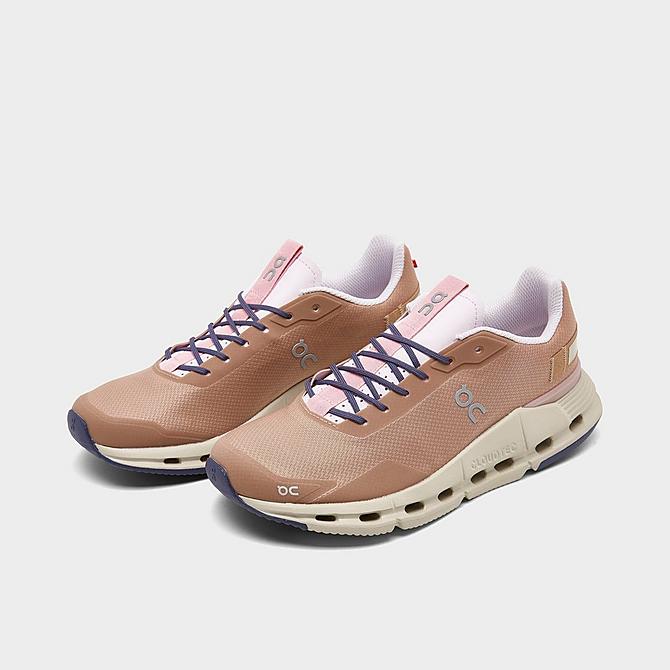 Three Quarter view of Women's On Cloudnova Form Running Shoes in Rosebrown/Orchid Click to zoom