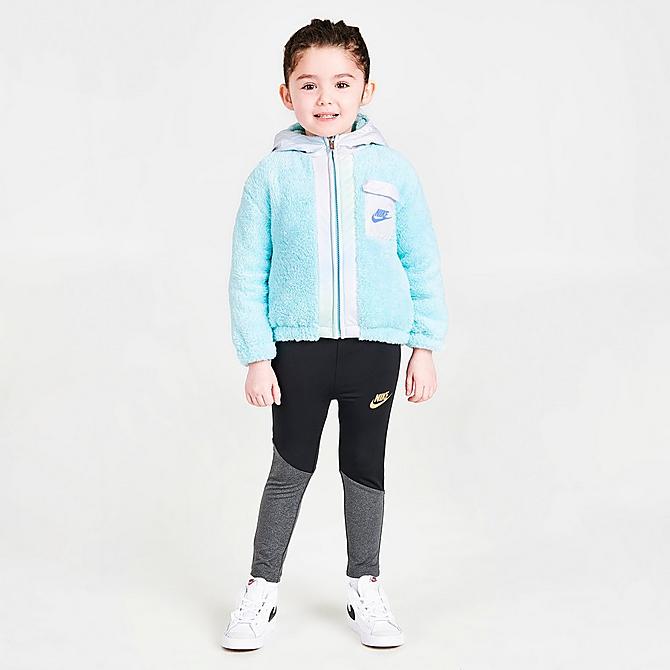 [angle] view of Girls' Toddler Nike Aura Sherpa Full-Zip Jacket in Copa/Polar Click to zoom