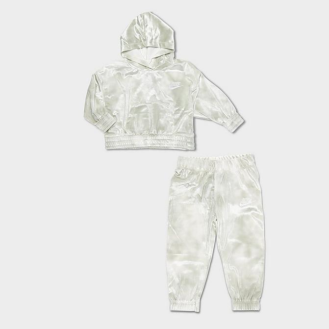 [angle] view of Girls' Toddler Nike Velour Hoodie and Jogger Pants Set Click to zoom