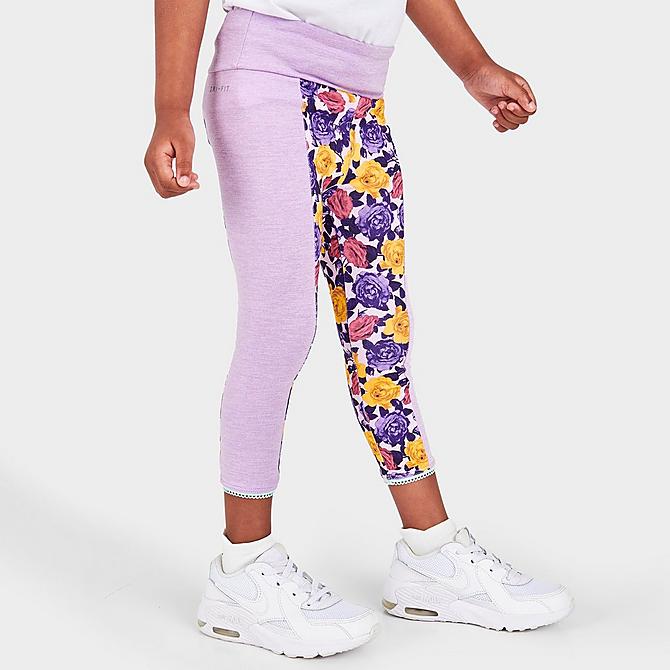 Front view of Girls' Toddler Nike Icon Clash Dri-FIT Leggings in Violet Shock/White/Floral Click to zoom