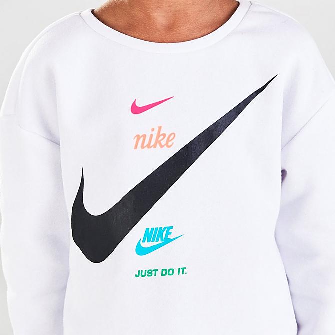 [angle] view of Kids' Toddler Nike Sportswear Repeat Swoosh Hoodie and Jogger Pants Set in Black/White/Multi Click to zoom