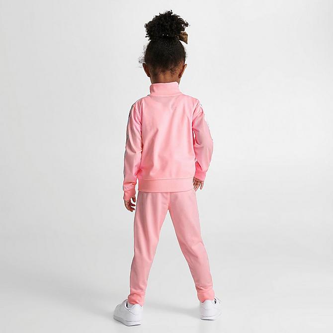[angle] view of Girls' Toddler Nike Swoosh Love Tricot Track Jacket and Jogger Pants Set in Arctic Pink Click to zoom