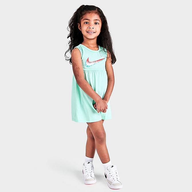 [angle] view of Girls' Toddler Nike Sportswear Lil Watermelon Dress in Mint Foam Click to zoom