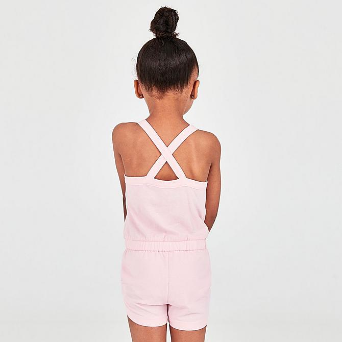 [angle] view of Girls' Toddler Nike Lil Strawberry Romper in Atmosphere Click to zoom