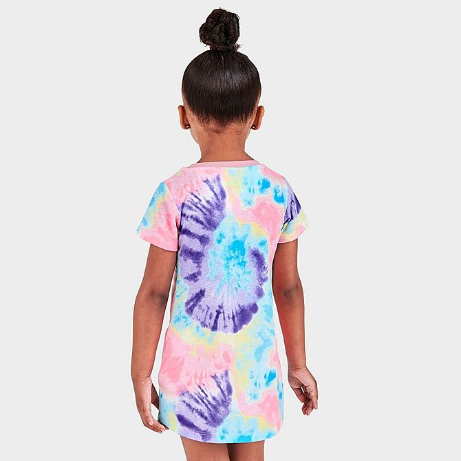 [angle] view of Girls' Toddler Nike Sportswear Tie-Dye Dress in Arctic Punch Click to zoom