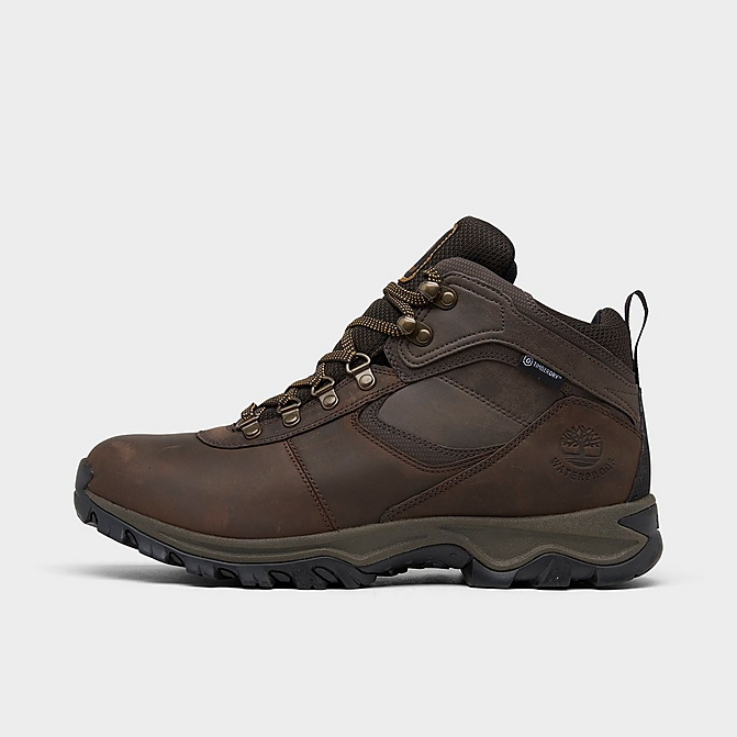 Right view of Men's Timberland Mt. Maddsen Mid Waterproof Hiking Boots in Dark Brown Click to zoom