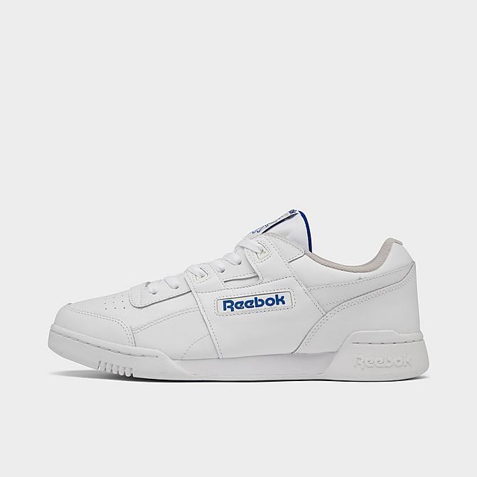 Right view of Men's Reebok Workout Plus Casual Shoes in White/Royal Click to zoom
