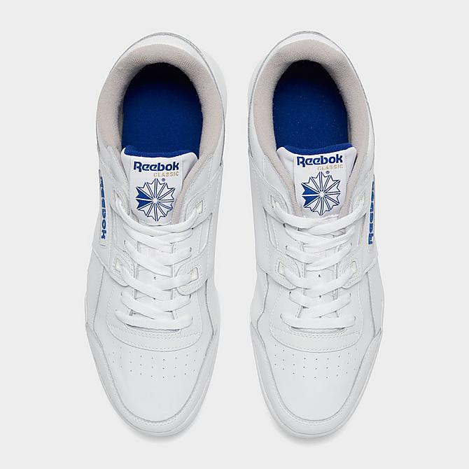 Back view of Men's Reebok Workout Plus Casual Shoes in White/Royal Click to zoom