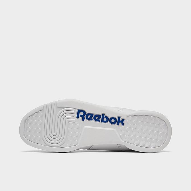 Bottom view of Men's Reebok Workout Plus Casual Shoes in White/Royal Click to zoom