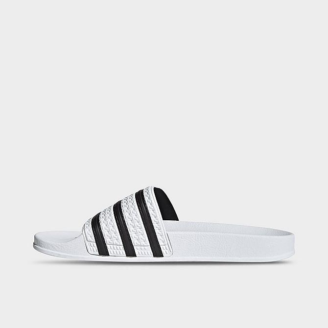 Front view of Men's adidas Adilette Slide Sandals in White/Black/White Click to zoom