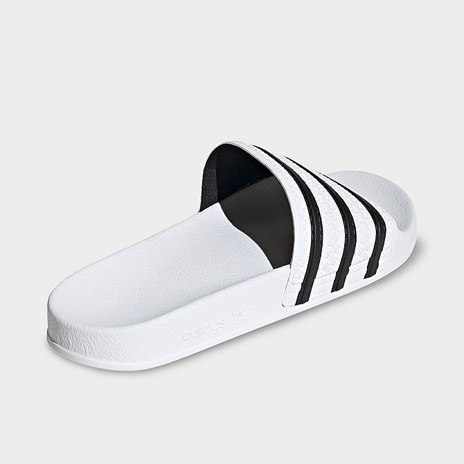 Left view of Men's adidas Adilette Slide Sandals in White/Black/White Click to zoom