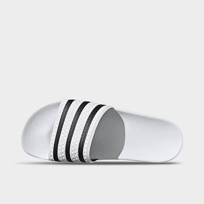 Back view of Men's adidas Adilette Slide Sandals in White/Black/White Click to zoom
