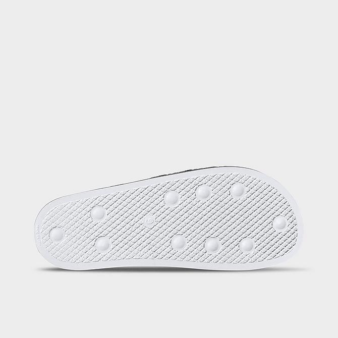 Bottom view of Men's adidas Adilette Slide Sandals in White/Black/White Click to zoom