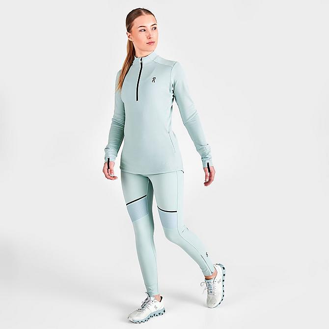 Front Three Quarter view of Women's ON High-Waisted Running Tights in Sea Click to zoom
