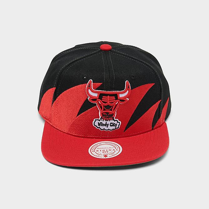 Three Quarter view of Mitchell & Ness Chicago Bulls NBA Hardwood Classics Snapback Hat in Black Click to zoom