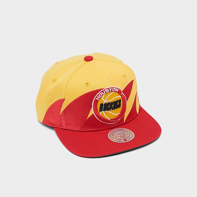 Right view of Mitchell & Ness Houston Rockets NBA Hardwood Classics Snapback Hat in Red Click to zoom