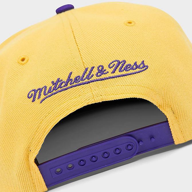 Back view of Mitchell & Ness Los Angeles Lakers NBA Hardwood Classics Snapback Hat in Yellow Click to zoom