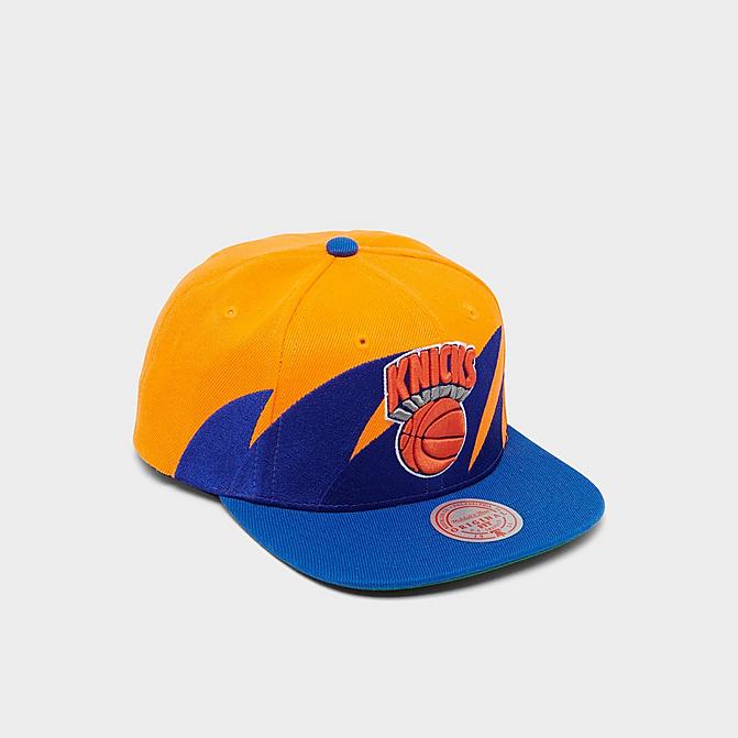 Right view of Mitchell & Ness New York Knicks NBA Hardwood Classics Snapback Hat in Royal Click to zoom