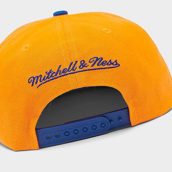 Back view of Mitchell & Ness New York Knicks NBA Hardwood Classics Snapback Hat in Royal Click to zoom