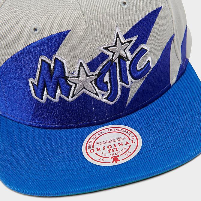 Left view of Mitchell & Ness Orlando Magic NBA Hardwood Classics Snapback Hat in Blue Click to zoom