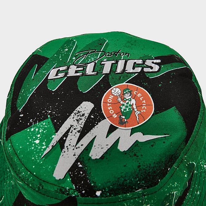 Bottom view of Mitchell & Ness Boston Celtics Hyperhoops Bucket Hat in Black/Green Click to zoom