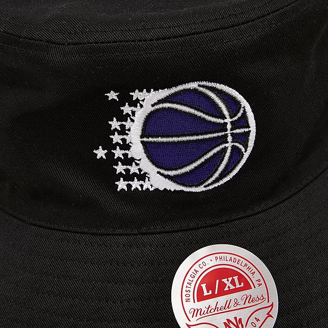 Back view of Mitchell & Ness Orlando Magic Hyperhoops Bucket Hat in Black/Blue/Grey/White Click to zoom
