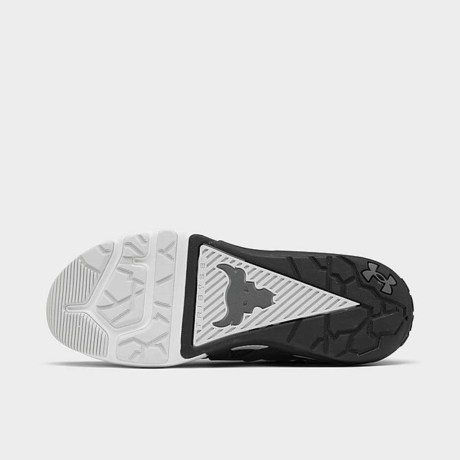Bottom view of Under Armour Project Rock 4 Training Shoes in Black/White/Grey Click to zoom