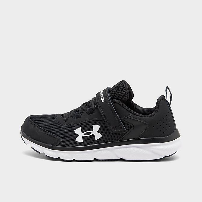 Right view of Boys' Little Kids' Under Armour Assert 9 Running Shoes (Wide Width) in Black/White Click to zoom