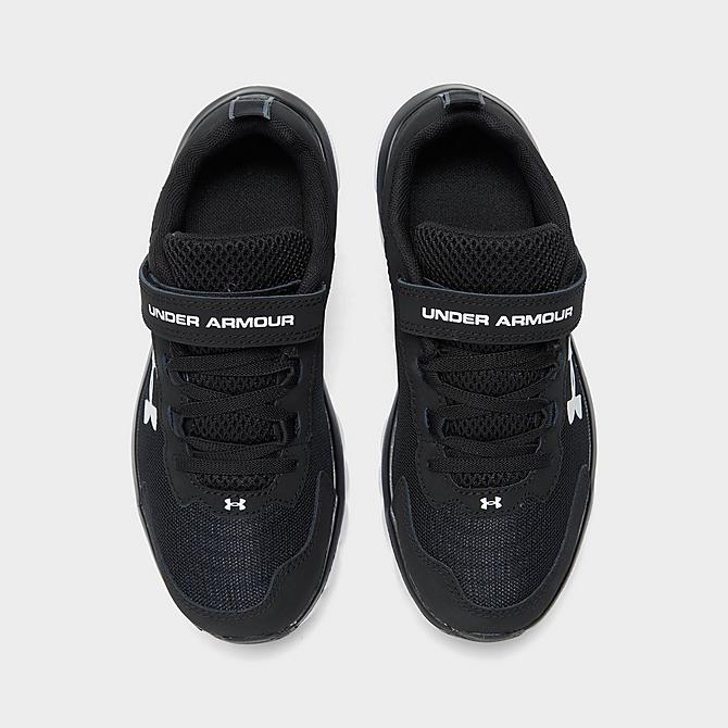 Back view of Boys' Little Kids' Under Armour Assert 9 Running Shoes (Wide Width) in Black/White Click to zoom