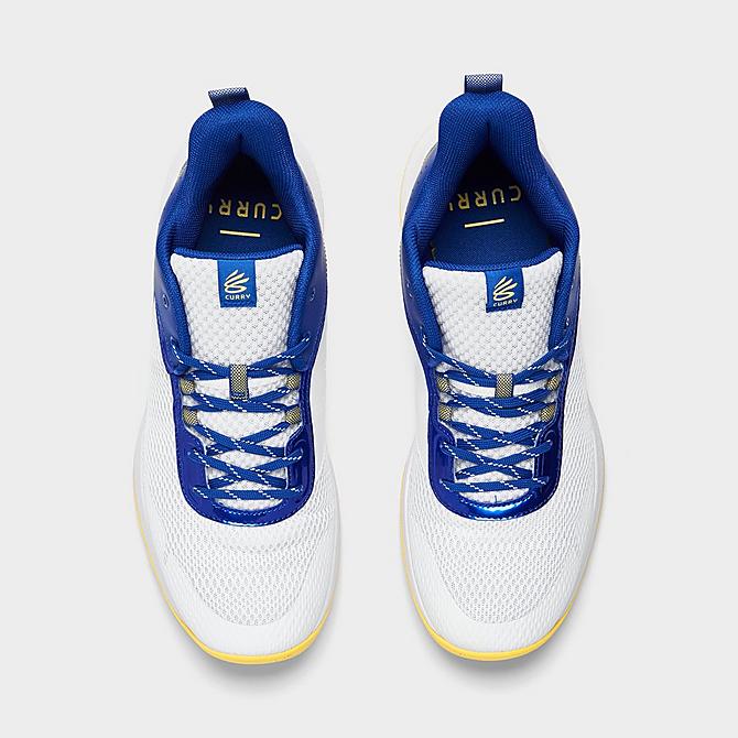 Back view of Under Armour 3Z6 Basketball Shoes in White/Royal/Taxi Click to zoom