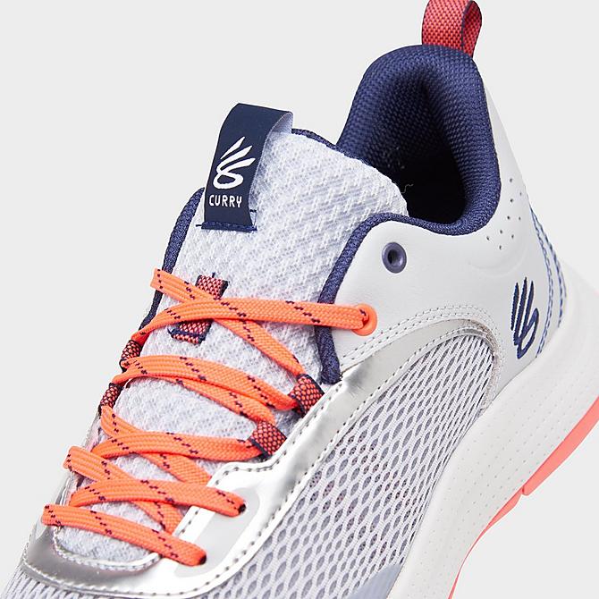 Front view of Big Kids' Under Armour 3Z6 Basketball Shoes in Mod Gray/Halo Gray/Midnight Navy Click to zoom