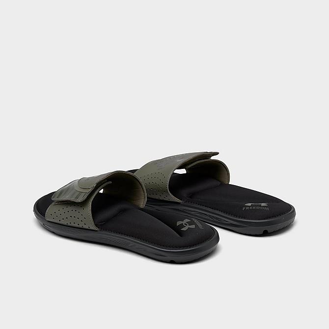 Left view of Men's Under Armour Ignite Freedom Slide Sandals in Black/Marine OD Green/Black Click to zoom