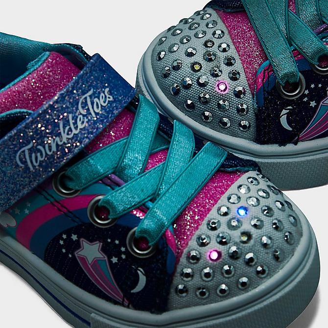 Front view of Girls' Toddler Skechers Twinkle Sparks - Unicorn Charmed Casual Shoes in Navy/Multi Click to zoom