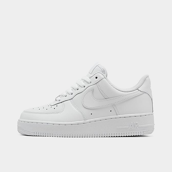 Right view of Women's Nike Air Force 1 Low Casual Shoes in White/White/White Click to zoom