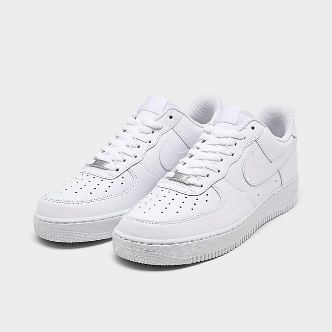 Three Quarter view of Men's Nike Air Force 1 Low Casual Shoes in White/White Click to zoom