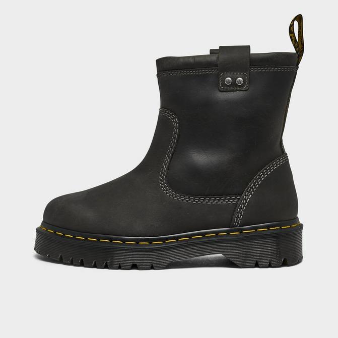 Right view of Women's Dr. Martens Anistone Low Leather Biker Boots in Black Click to zoom