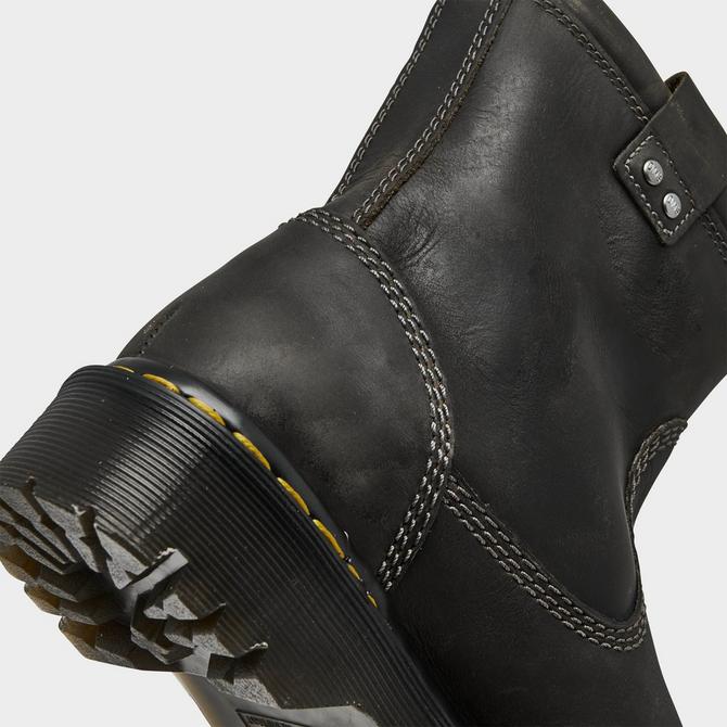 Front view of Women's Dr. Martens Anistone Low Leather Biker Boots in Black Click to zoom