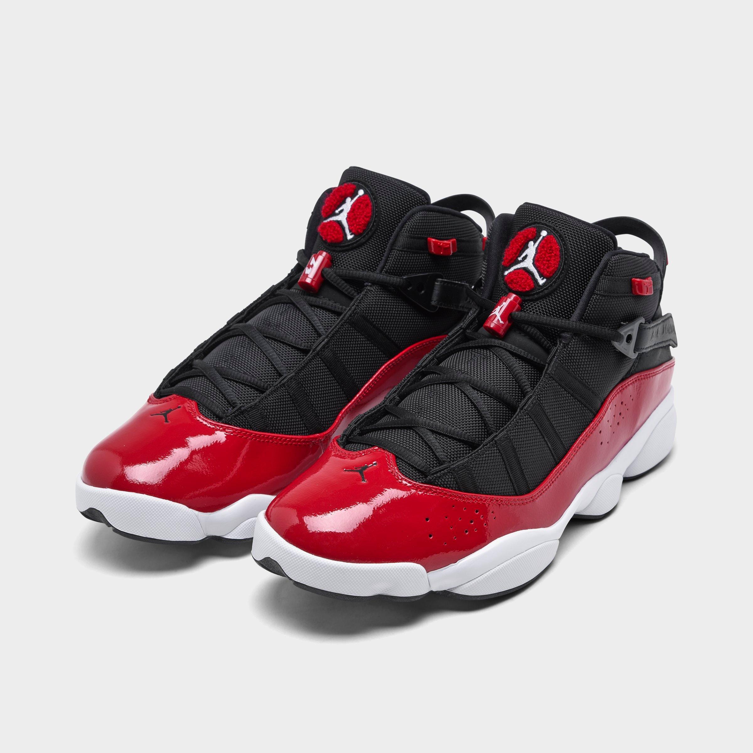 finish line red and black jordans