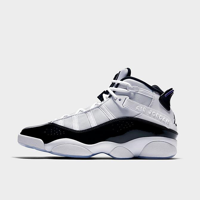Right view of Men's Air Jordan 6 Rings Basketball Shoes in White/Black/Concord Click to zoom